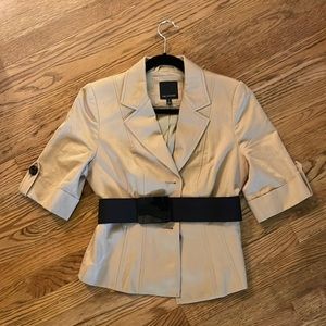 The Limited - Short Sleeve Belted Blazer - Tan and Brown - Medium